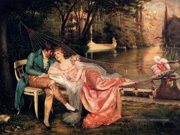 Flirtation 2 dame Frederic Soulacroix Peinture à l'huile